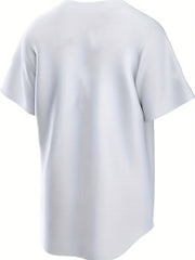 Men's Stretch Button Up Baseball Jersey Short Sleeve Uniform