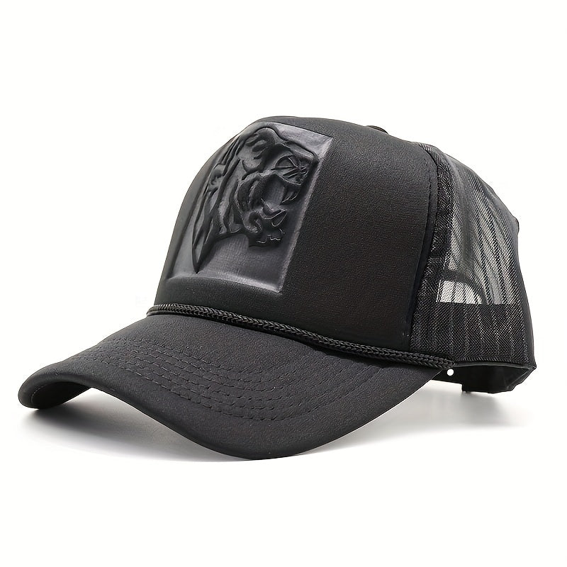 Tiger Head Embossed Baseball Cap Mesh Breathable Trucker Hats