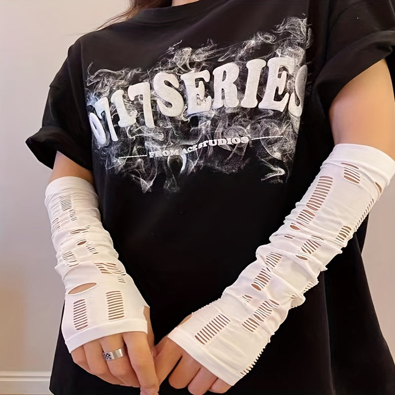 Arm Sleeve Elastic Fingerless Gloves With Thumb Hole for Outdoor