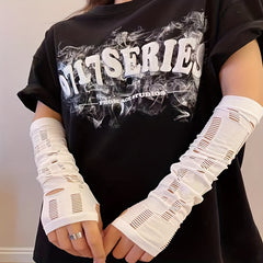 Arm Sleeve Elastic Fingerless Gloves With Thumb Hole for Outdoor