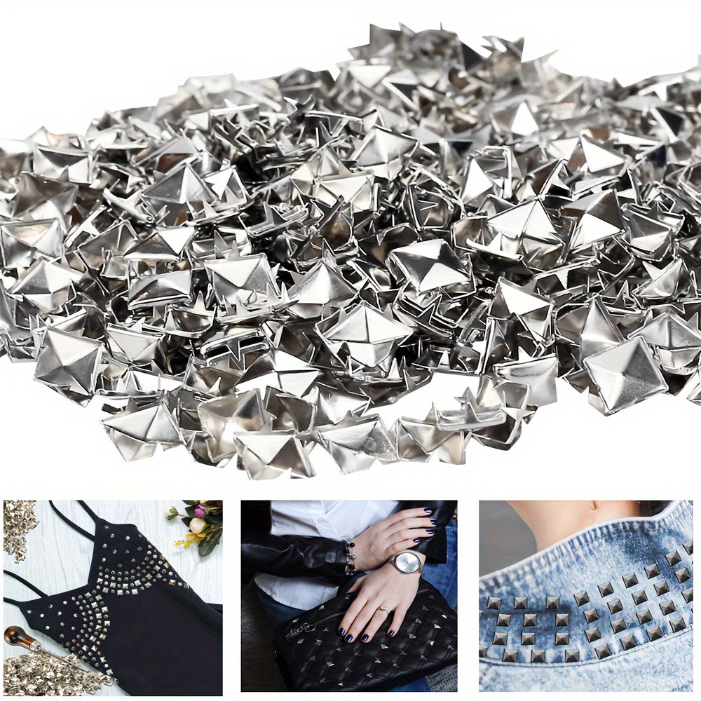 500pcs Iron Square Pyramid Studs 4 Prong Metal Nailhead Spikes
