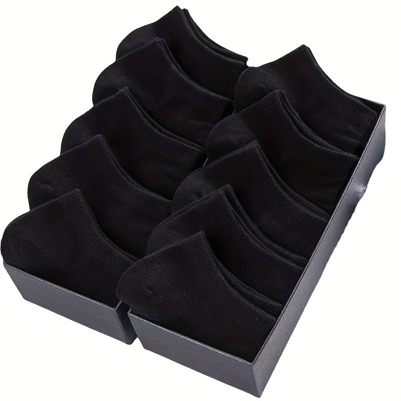 5 Pairs Men's Summer Ankle Socks Gray Low Cut Breathable Solid Socks
