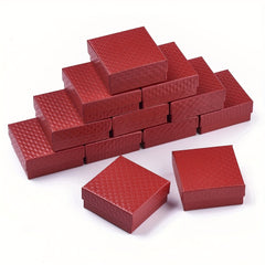 12pcs Red Jewelry Boxes For Pendant Earring Ring With Sponge Inside