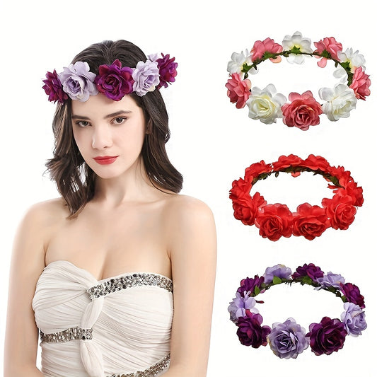 Bohemian Beach Style Flower Hair Hoop Bridal Hairband