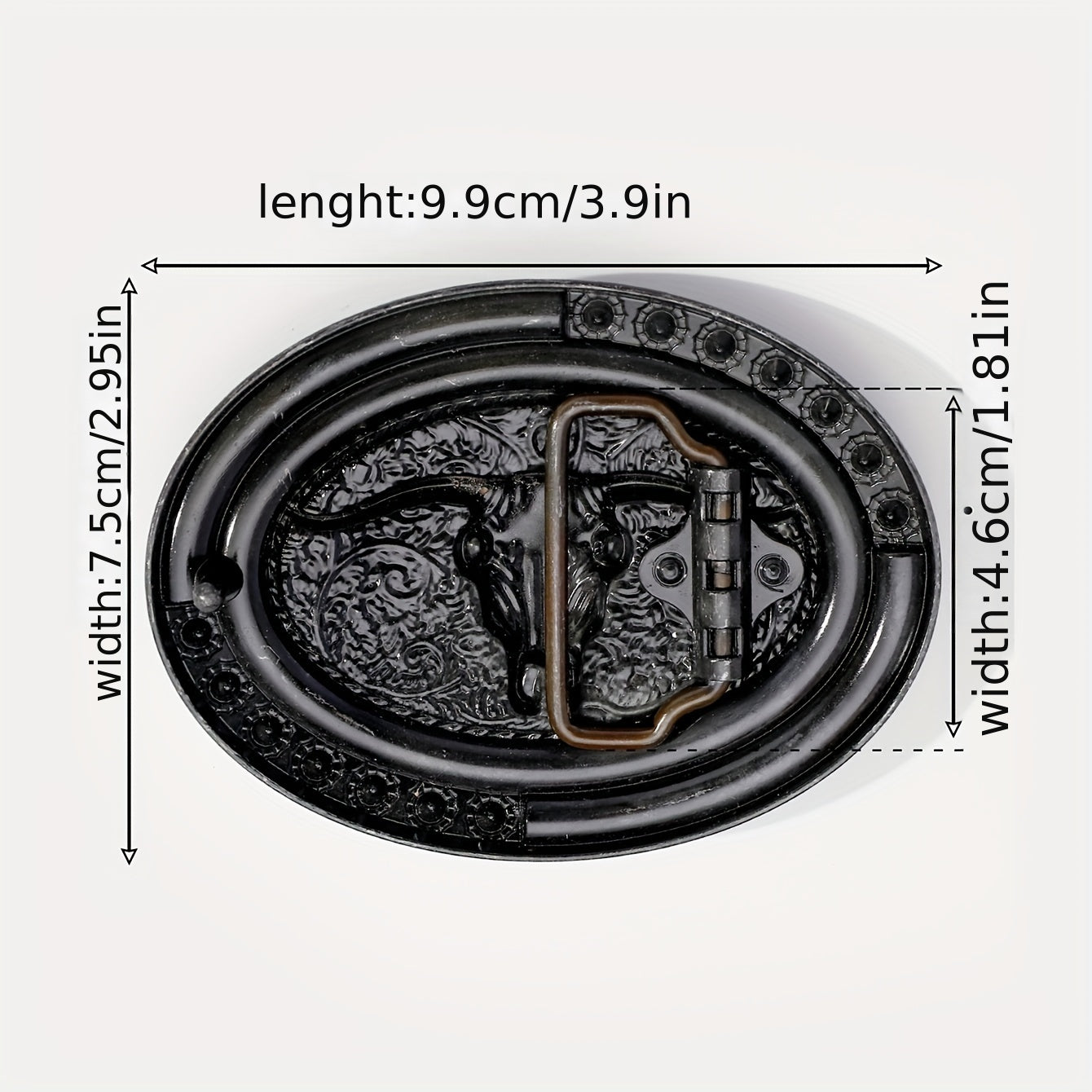 Boho Oval Belt Buckle Rhinestone Beads Inlaid Horn Bull Western Buckle