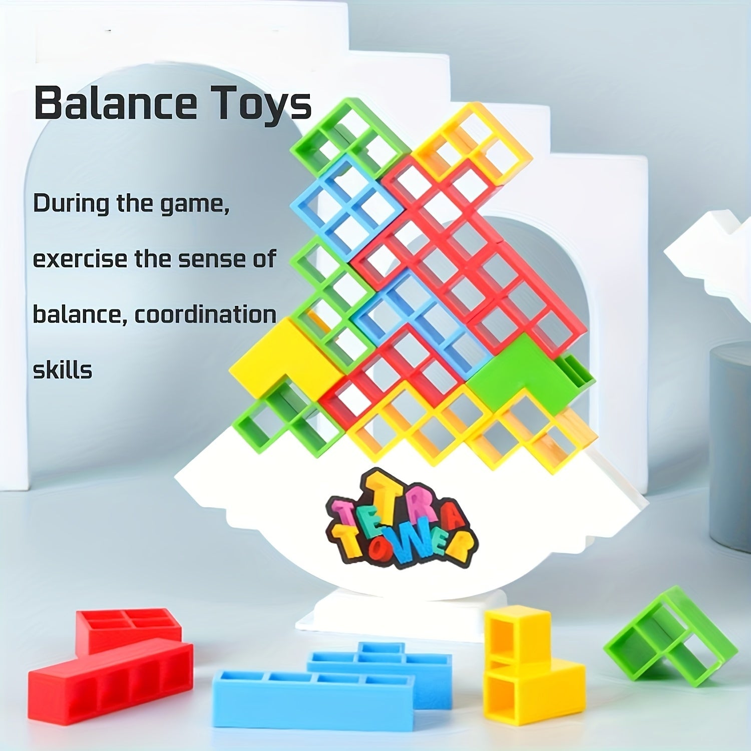 Colorful Tower Building Blocks Game
