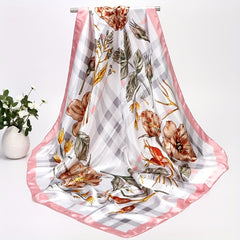Silk Satin Geometric Bandana Scarf 88.9cm Square Lightweight