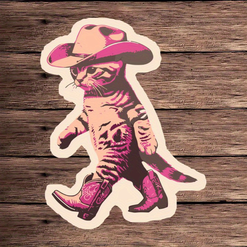 Cat Cowboy Sticker Sunscreen Waterproof PVC Multiple Colors