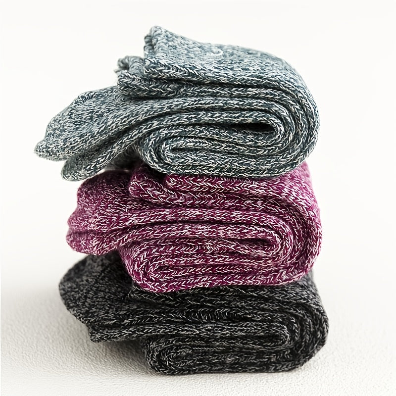 5 Pairs Casual Solid Socks Thick Knit All match Socks Women's Stockings
