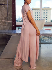 Casual Matching Two piece Set Split T shirt & Wide Leg Pants Outfits