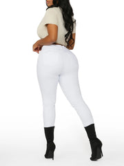  Solid Button Fly Skinny Jeans