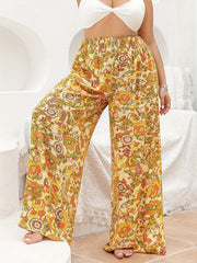 Floral Print High Rise Wide Leg Trousers