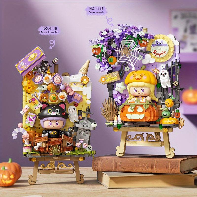 1386pcs Mini Pumpkin Building Blocks Jigsaw Puzzle Toy Halloween Gift Set