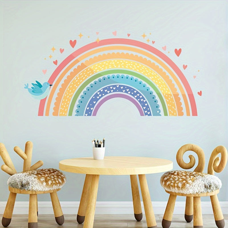 Cartoon Rainbow Lace Wall Sticker Bedroom Decorative Self-adhesive Removable