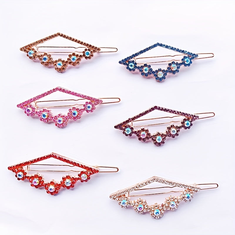 6pcs Rhinestone Hair Clip Alloy Hair Barrette Women Girls Hair Accessories