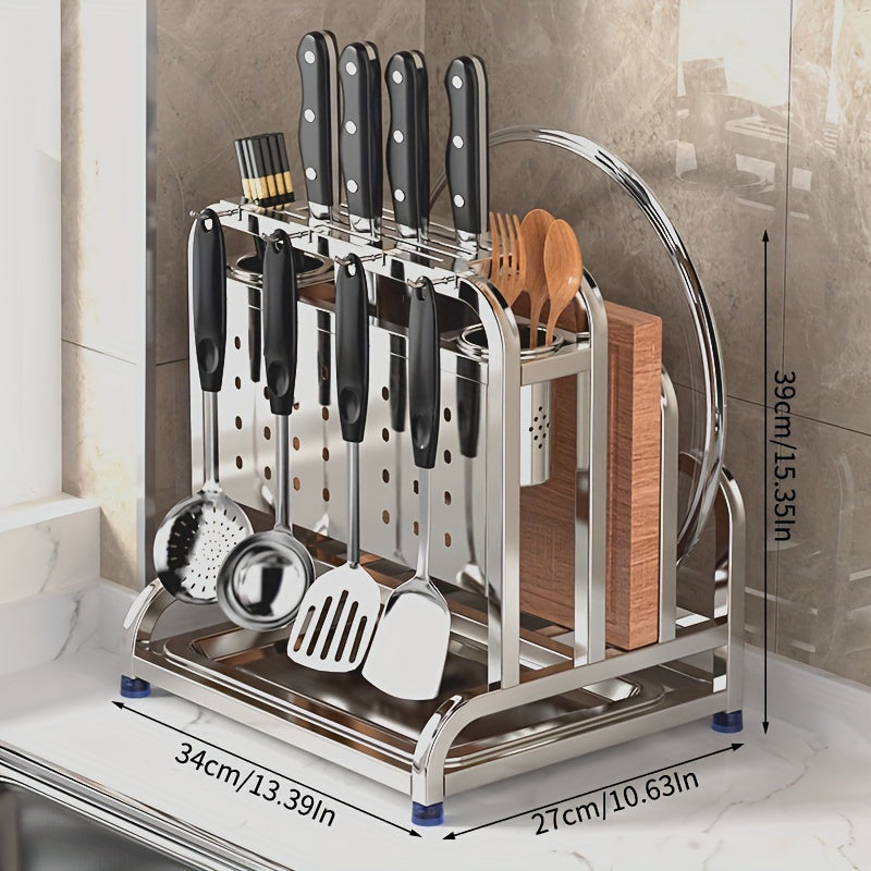 Stainless Steel Cutting Board Organizer with Hooks