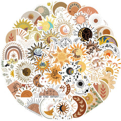 Bright Sun & Flower Doodle Stickers for Decorating Luggage Guitars Notebooks