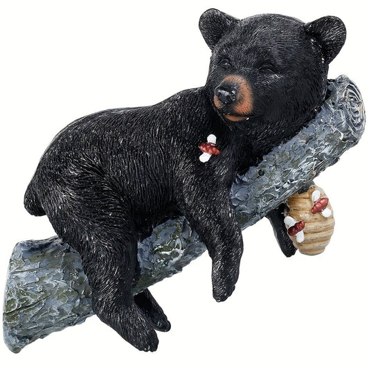 Bear Cub Napping Hanging Out In Tree Figurine Realistic Animal Wall Art