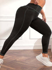  Sports Leggings Wide Band Waist High Rise Skinny Leggings