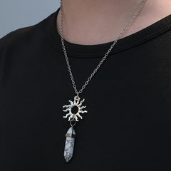 2 Pack Sun Moon Necklace Two Tone Crystal Pendant