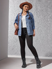  Retro Denim Jacket Women's Long Sleeve Button Up