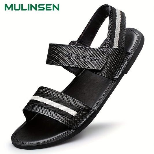 Men's Leather Flat Strap Sandals Soft Sole Beach Sandals