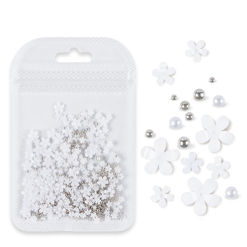 Mixed Colors Flowers Nail Art Decorations Acrylic Pearl Rhinestones