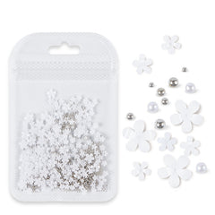 Mixed Colors Flowers Nail Art Decorations Acrylic Pearl Rhinestones