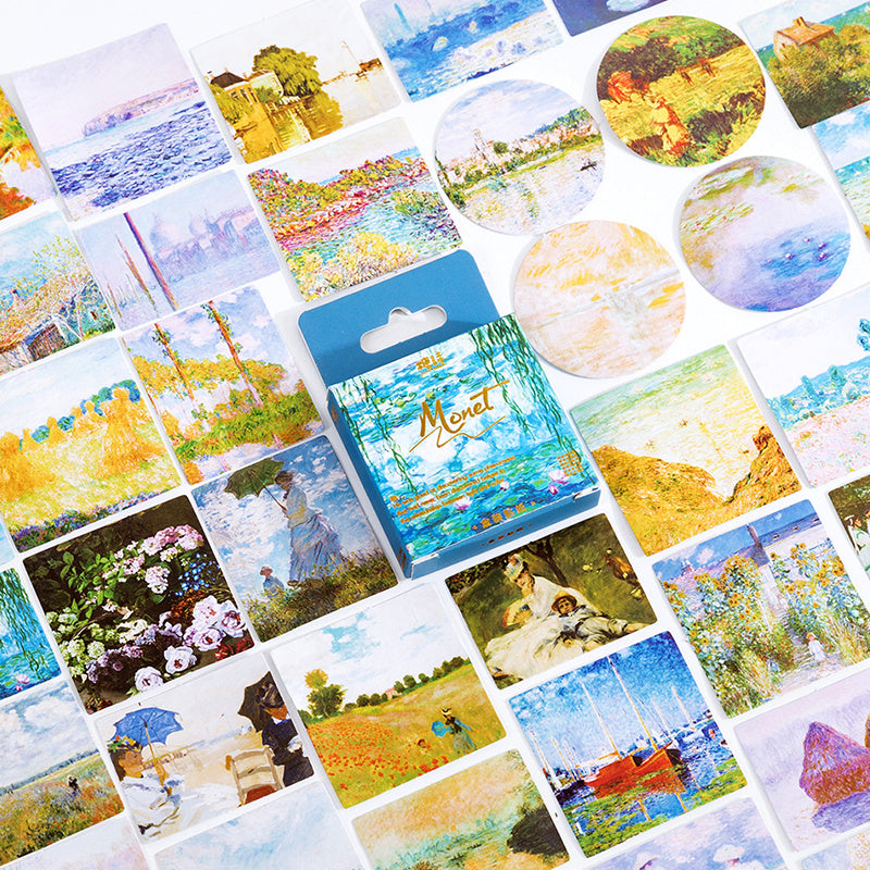 45pcs Retro Painting Stickers Scrapbook Journal Laptop Water Bottle Phone