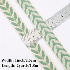 2 Yards Embroidery Ribbon Leaf Trim Sewing DIY Crafts Gift Packaging