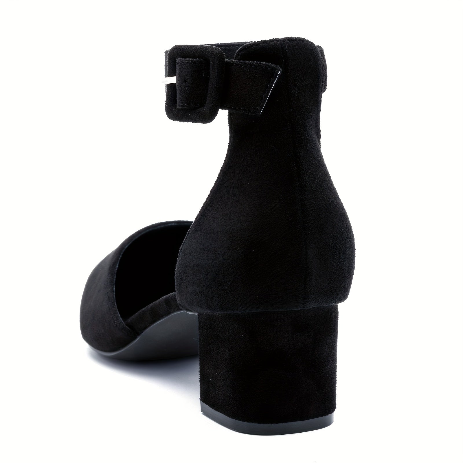 Chunky Heel Buckle Strap Pumps Solid Heels