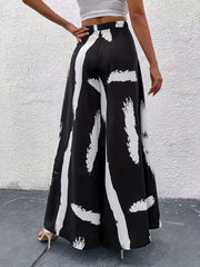  Colorblock Brush Print High Rise Wide Leg Pants
