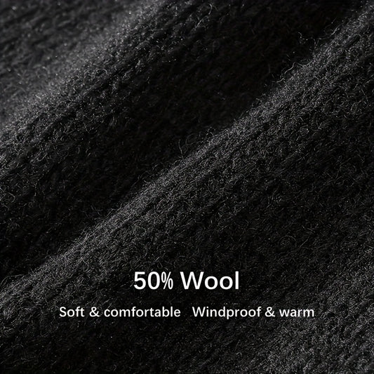 Winter Wool Knit Gloves Windproof Half Finger Cycling Sports Gloves
