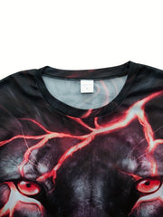Men's Lion Print Short Sleeve T Shirt Breathable Comfort for Spring & Summer