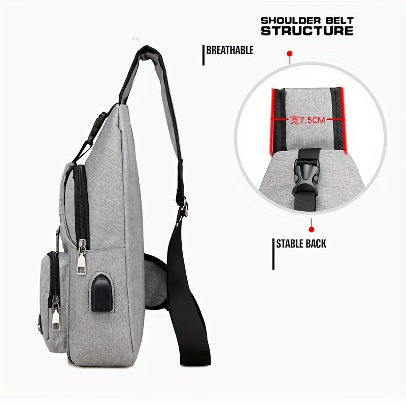 Men's Crossbody Bag with USB Charging Port