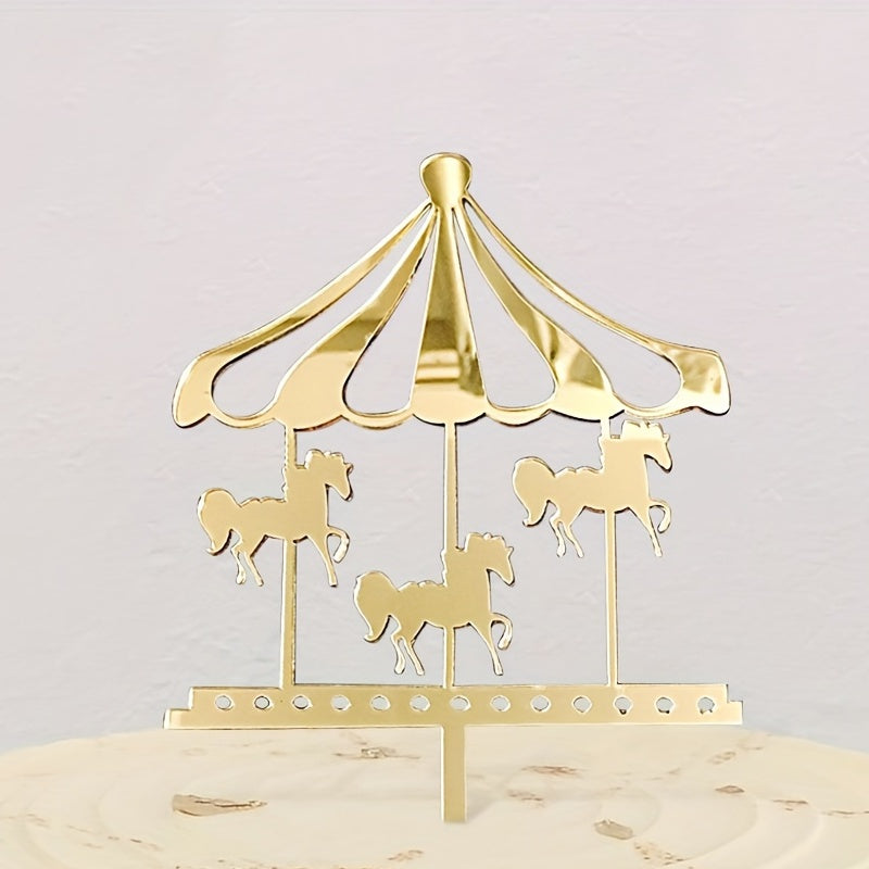 Birthday Cake Insert Plate Wooden Horse Decoration