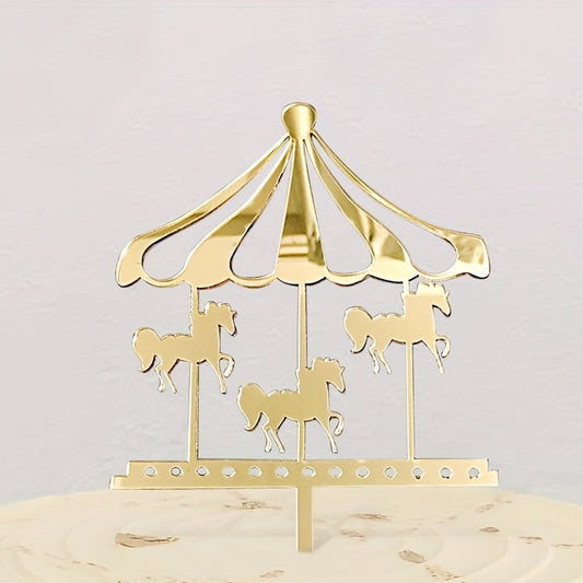 Birthday Cake Insert Plate Wooden Horse Decoration