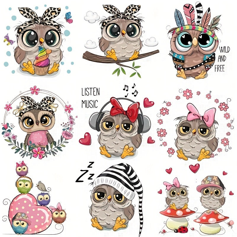 1pc Owl Animal Iron On Patches for DIY Heat Transfer Clothes TShirt