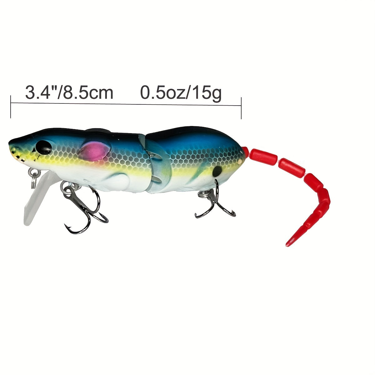 3pcs 3D Eye Rat Lures with Wagging Tail for Bass Fishing Slow Sinking Swimbaits