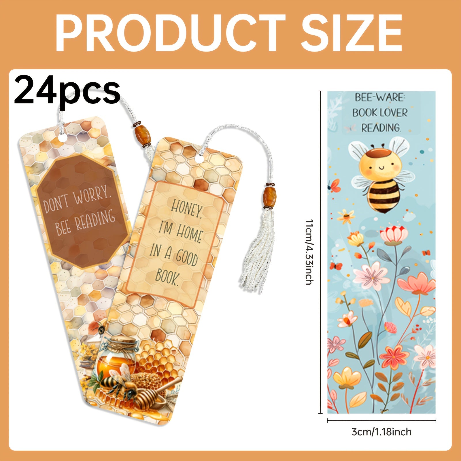24pcs Bee Bookmarks UV DTF Pack DIY Blank Bookmarks
