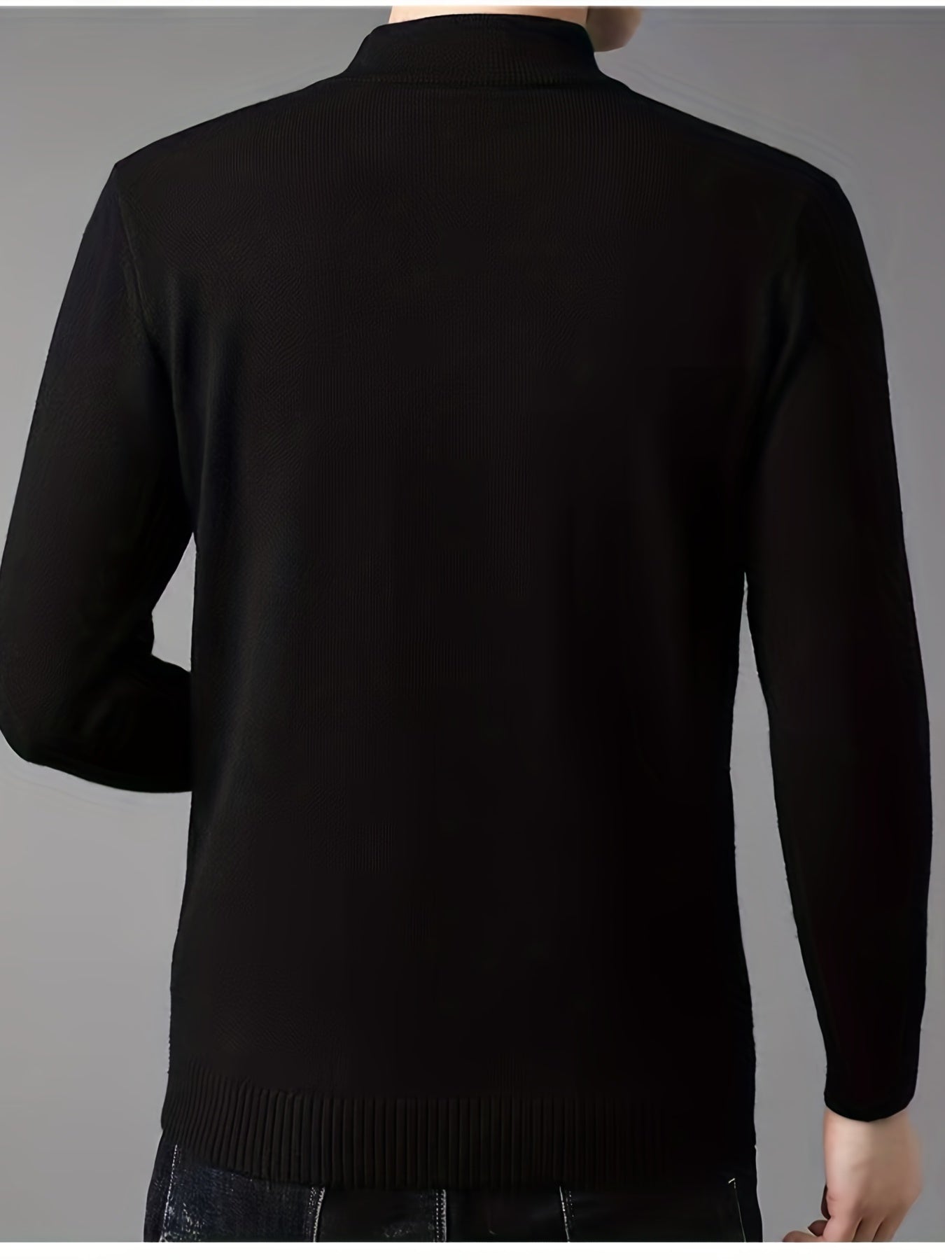 Men's Casual High Neck Knitted Sweater, Warm Wool Long Sleeve Pullover