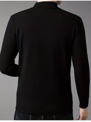 Men's Casual High Neck Knitted Sweater, Warm Wool Long Sleeve Pullover