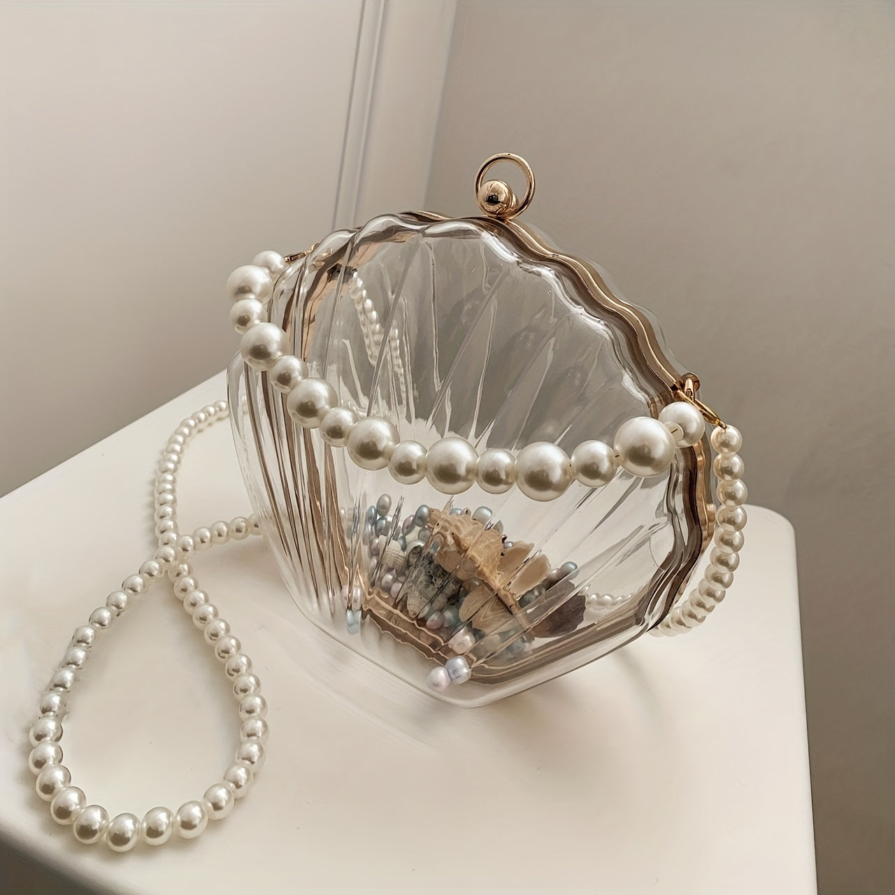 Clear Acrylic Shell Shaped Bag Crossbody Purse