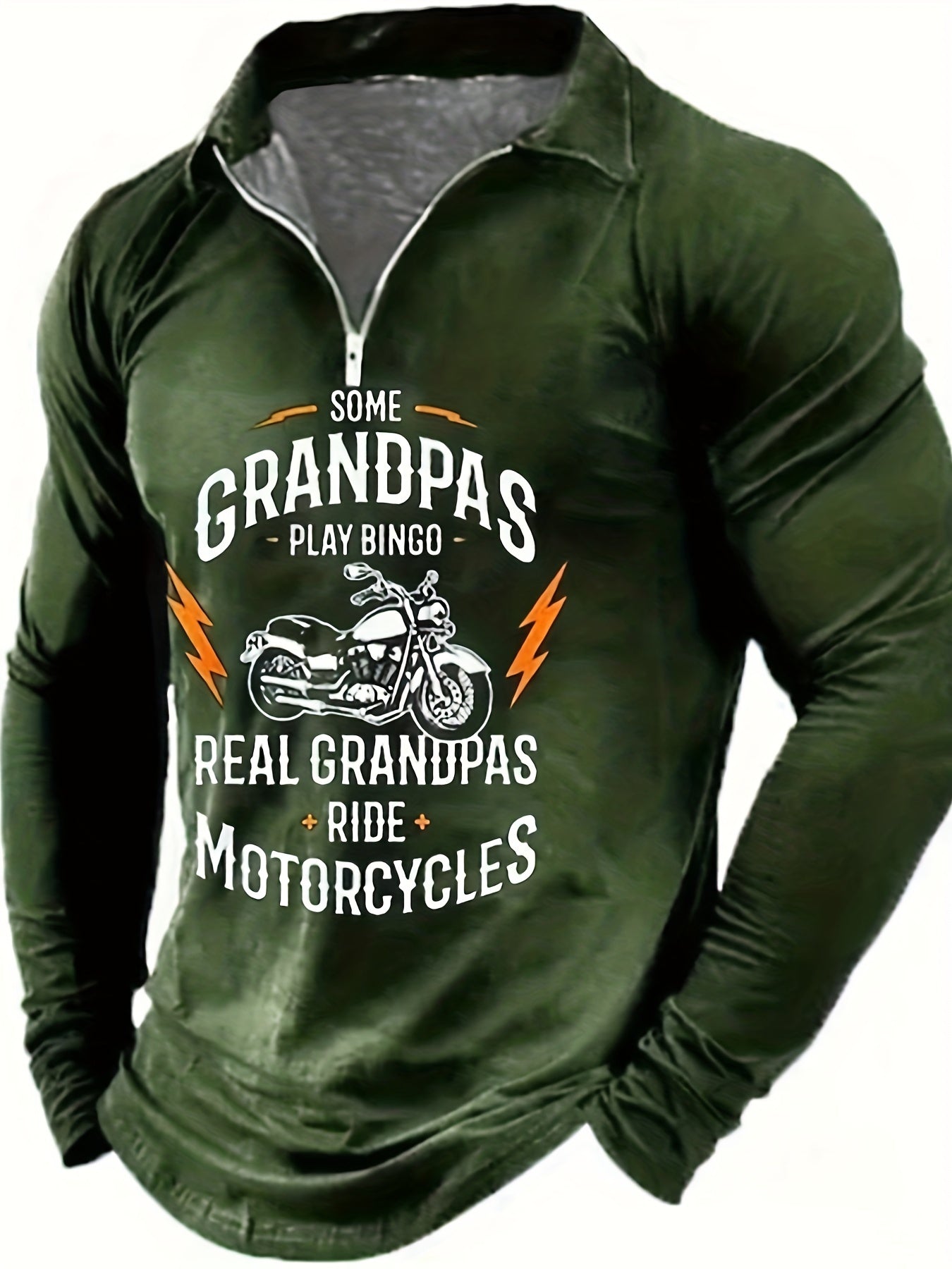 Motorcycle Pattern Men's Long Sleeve Shirt for Autumn