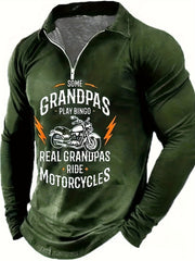 Motorcycle Pattern Men's Long Sleeve Shirt for Autumn