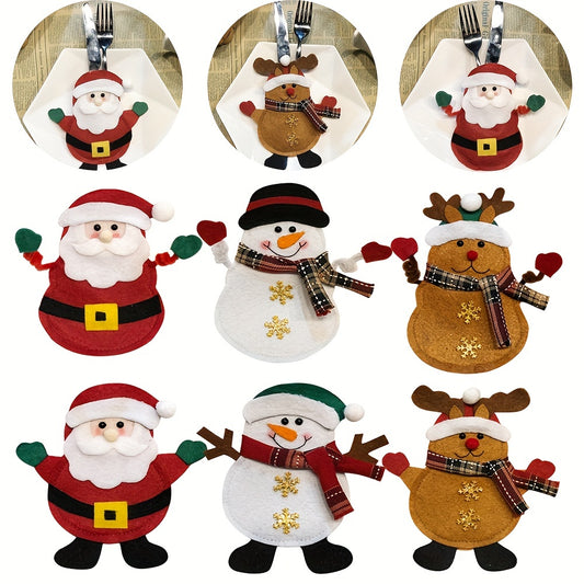 6pcs Santa Claus Cutlery Holder Pouch Xmas Silverware Organizers