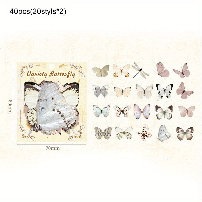 40 Butterfly Cartoon Stickers Pack for Water Cup Notebook Phone Decor