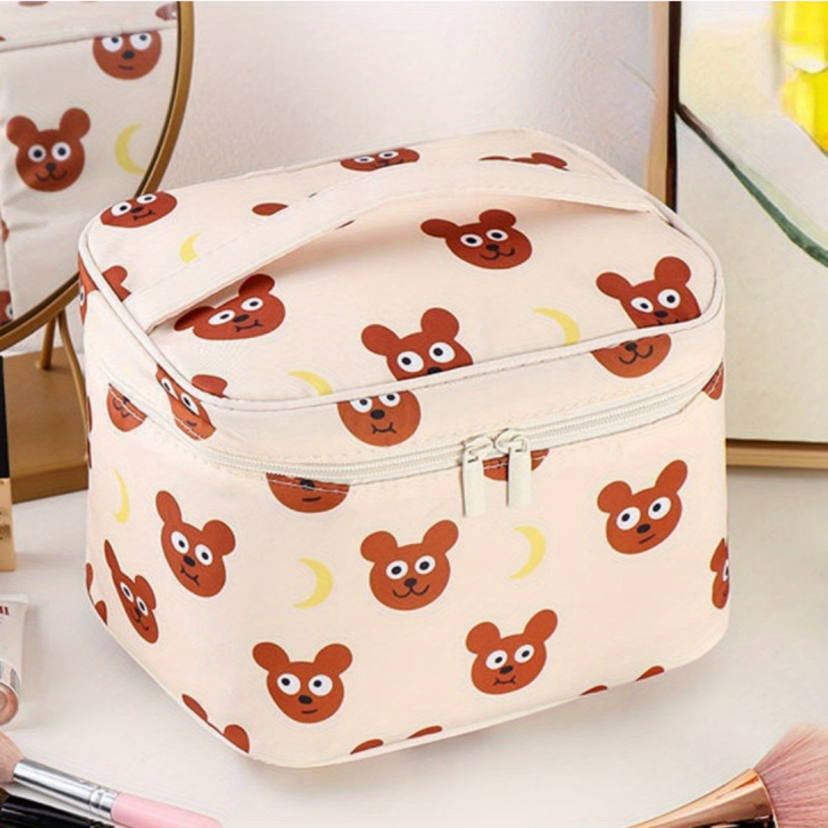 Cow Pattern Makeup Bag Organizer Water Resistant Large Travel Toiletry Bag