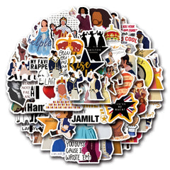 55pcs Hamilton Themed Vinyl Stickers Set - Historical & Pop Culture Decals