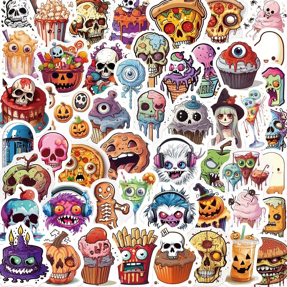 50pcs Halloween Horror Food Stickers Waterproof PVC Decoration